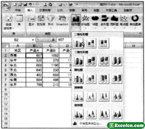 在Excel中制作图表的方法