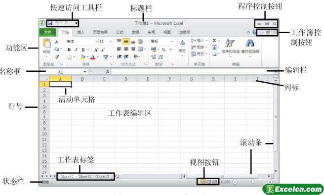 Excel2010的工作界面 excel 2010的工作界面