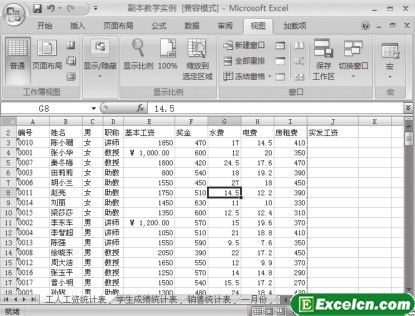 调整Excel2007文档的显示比例