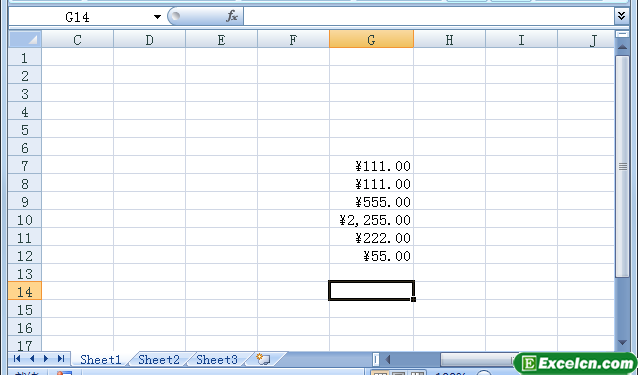 在Excel2007中输入货币数据