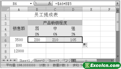 Excel2007的混合引用计算结果