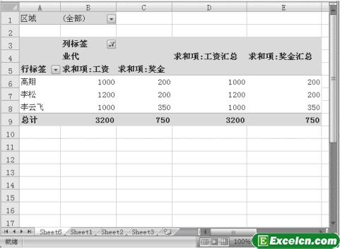 Excel2007中查看数据透视表